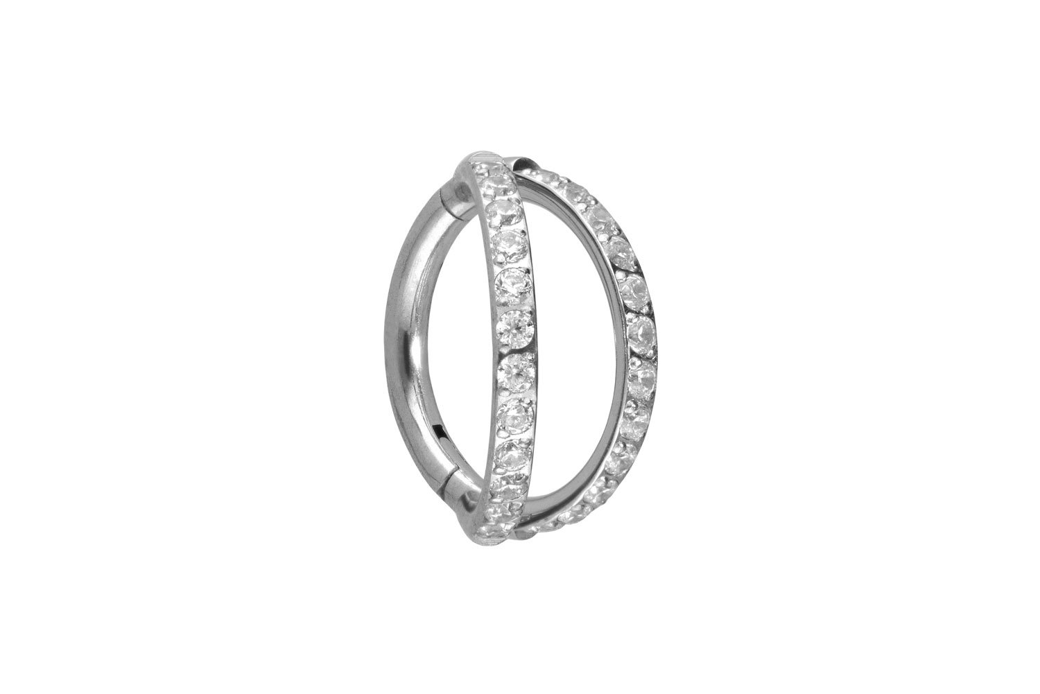 Titan Segmentring Clicker Piercing 2 RINGE + EINGEFASSTE KRISTALLE
